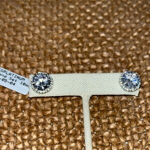 Round Halo CZ Stud Earrings - 10mm